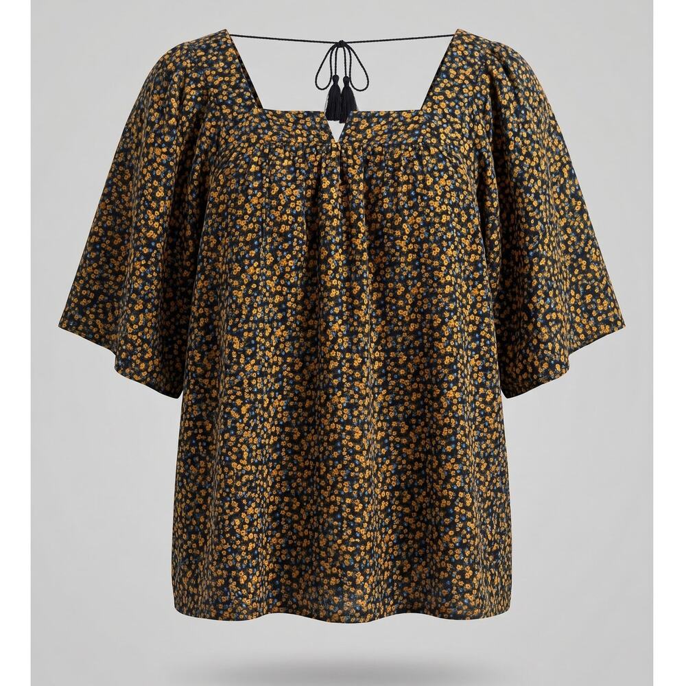 Knox Rose Women's XXL Boho Cottagecore Dainty Peasant Flutter Sleeve Blouse